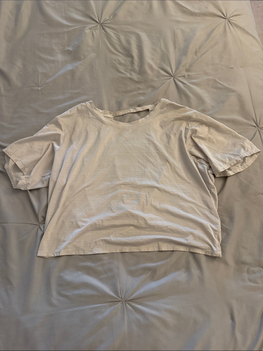 Fabletics Women's Short Sleeve Crew Tee in Light Beige